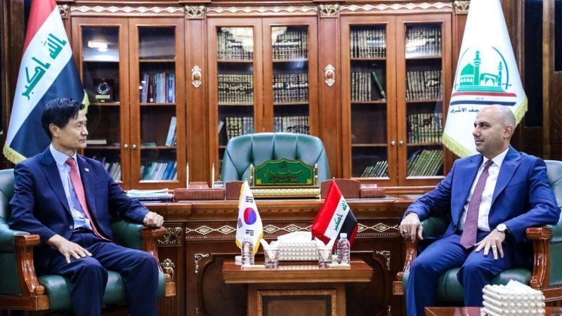 محافظ النجف الأشرف يستقبل سفير جمهورية كوريا الجنوبية لدى العراق والوفد المرافق له.