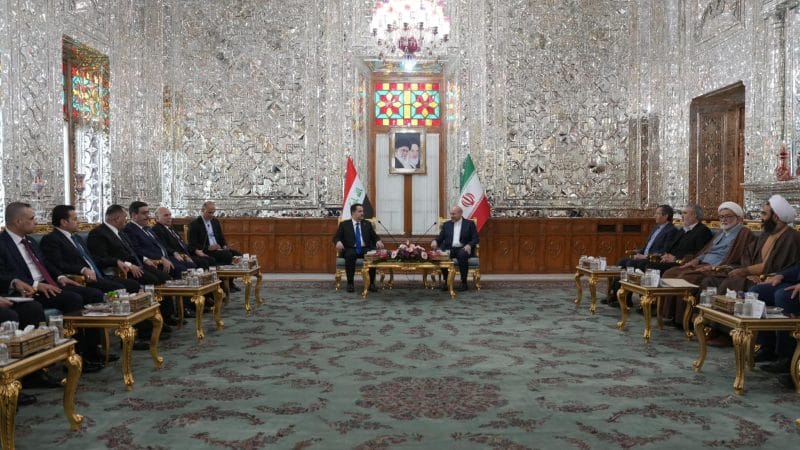 رئيس مجلس الوزراء السيد محمد شياع السوداني يلتقي في طهران رئيس مجلس الشورى الإسلامي الإيراني