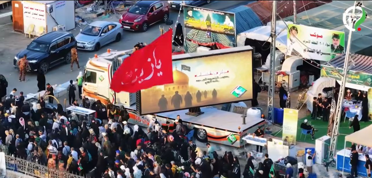 شاشات الإعلانية المتنقلة ووحدات البث المباشر الميداني تنتشر على طول طريق ياحسين (ع) لمديرية الاعلام المركزي لسرايا السلام