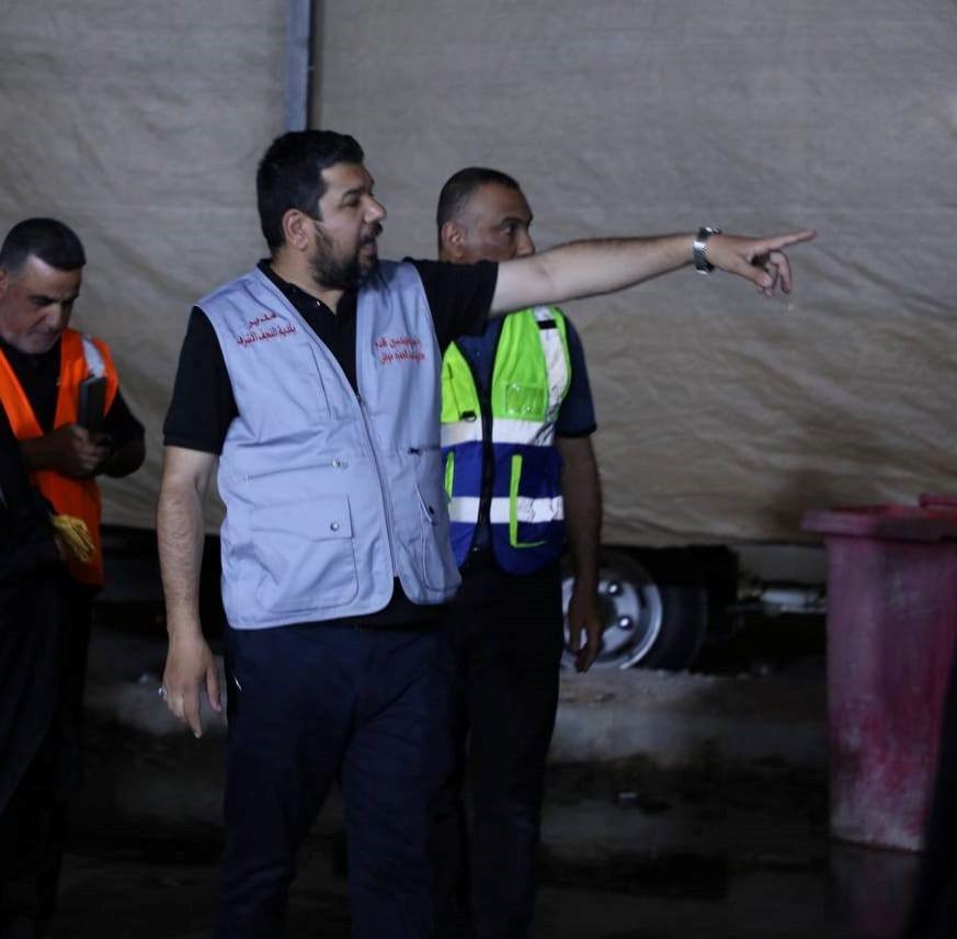 اشراف ميداني من مدير بلدية النجف الاشرف لطريق ياحسين