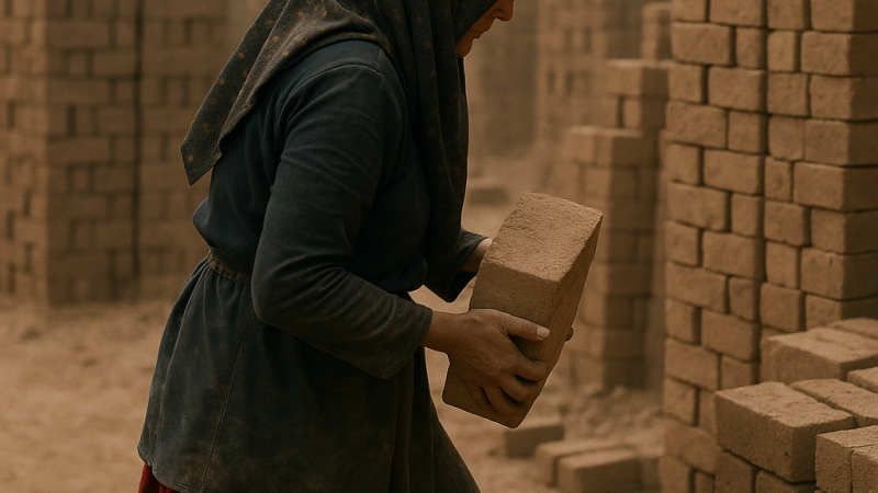 صمود عاملة نجفية في معمل الطابوق