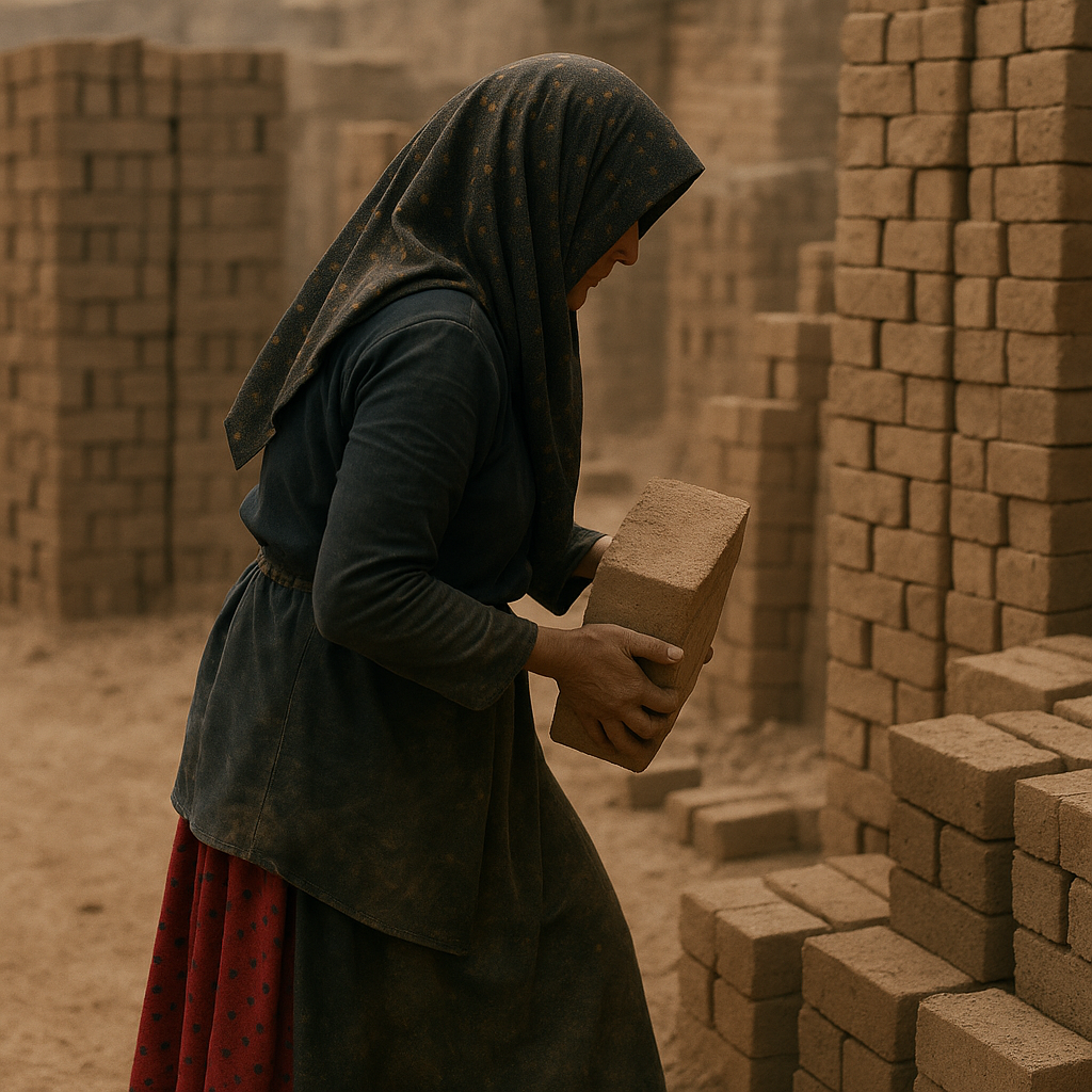 صمود عاملة نجفية في معمل الطابوق